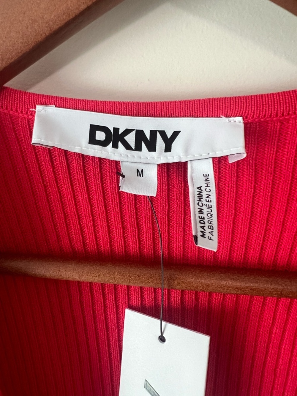 DKNY Red Ribbed Zip-Front Long Sleeve Dress - Picture 2 of 9